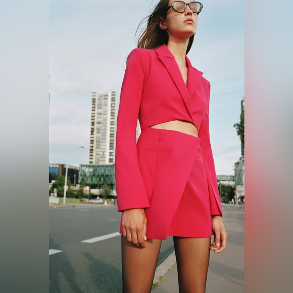 zara cut out blazer dress | Dresses | Zara OUT DRESS Color:Opal Ivory Pink blazer Dark Coquette Nanette Lepore Women's Mini